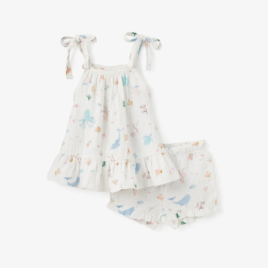 Elegant Baby Ocean Adventure Muslin Tie Top Set