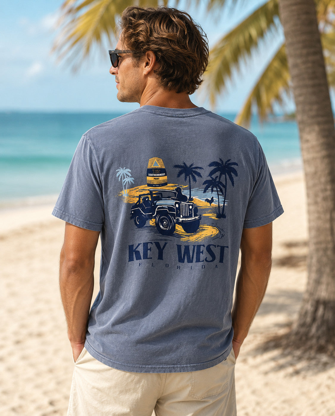 Shaddow and Fish Plot Stop Jeep Key West SS Tee