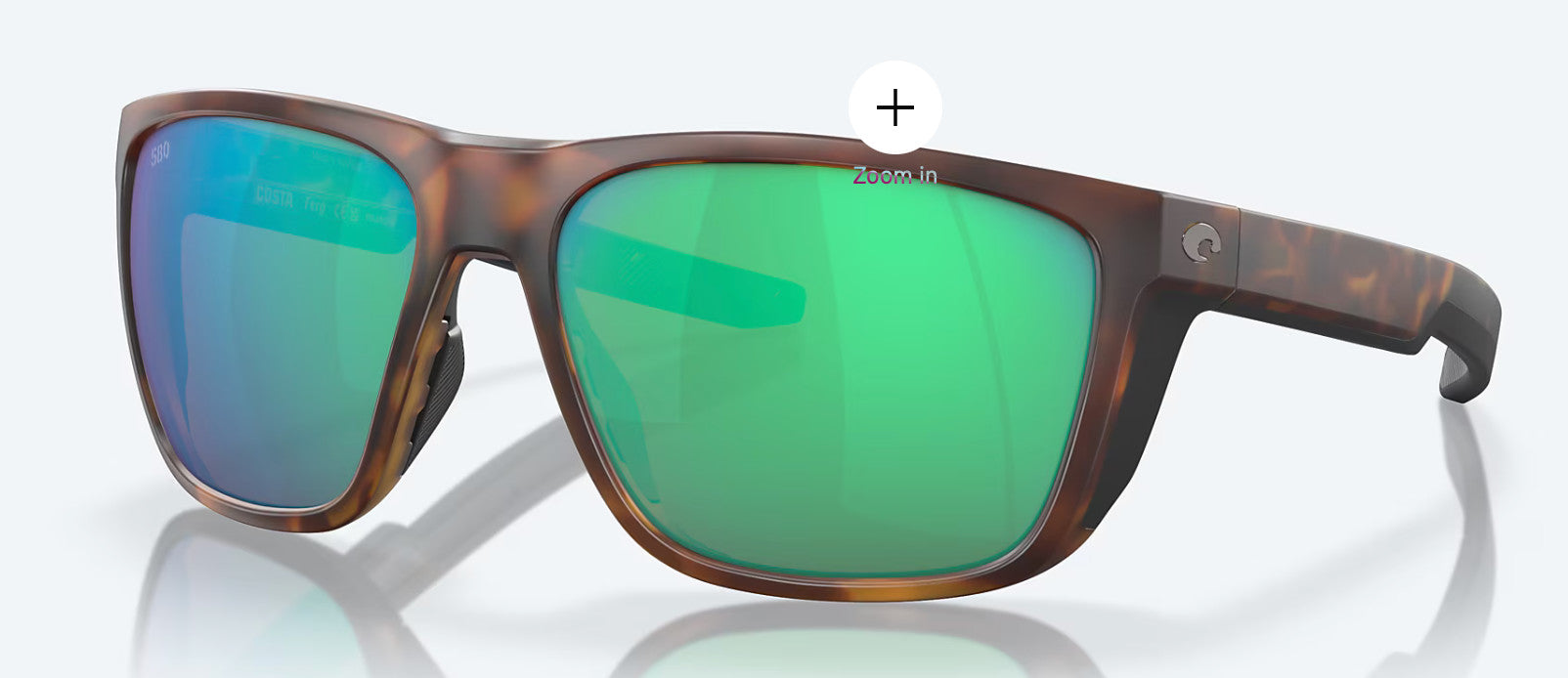 Costa Ferg Matte Tortoise Frame w/ Green Mirror Lens 580G Sunglasses Polarized
