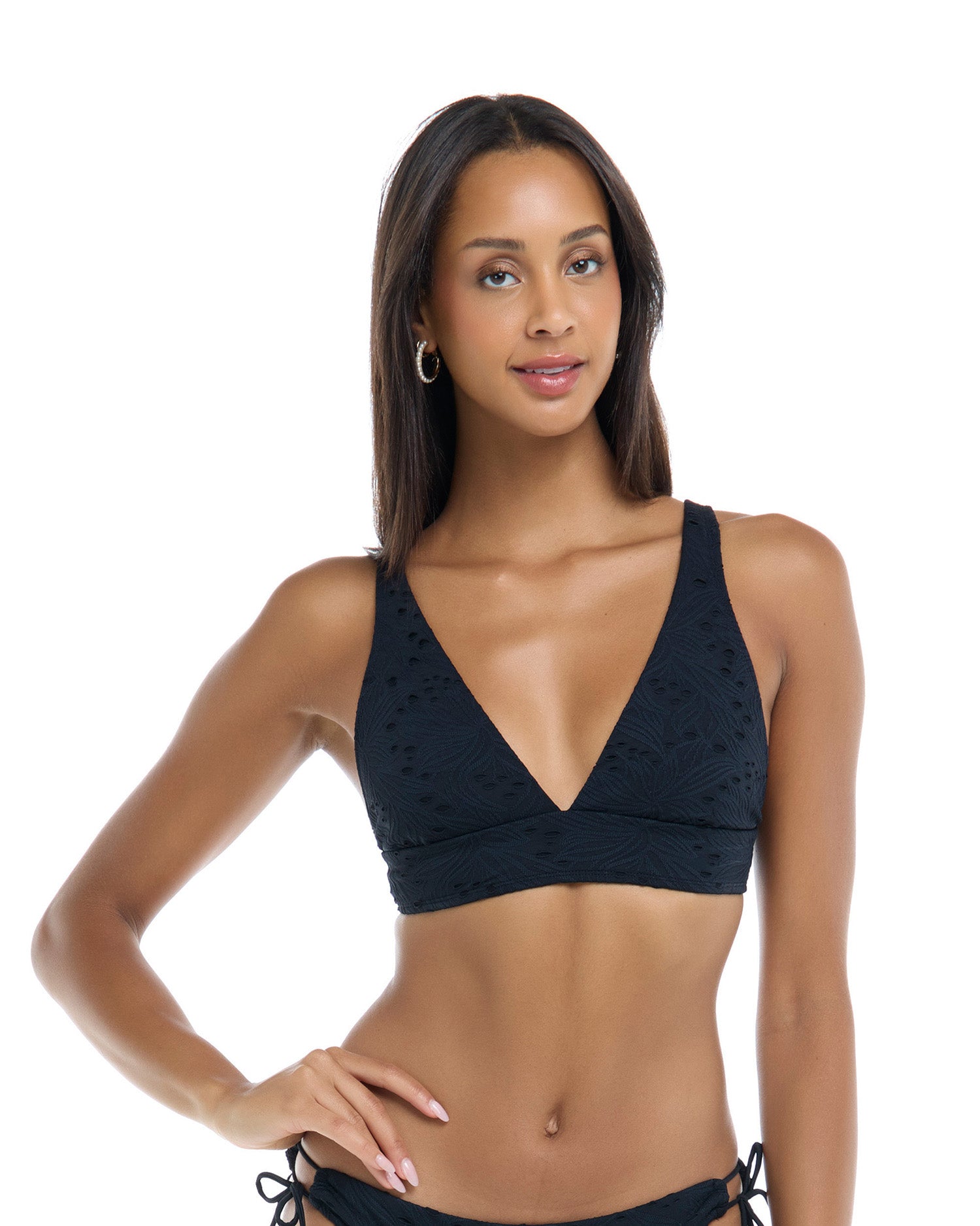 Skye Lace Bloom Isabella Bikini Top Black