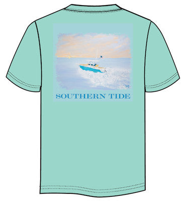 Southern Tide Center Console SS Tee Offshore Green
