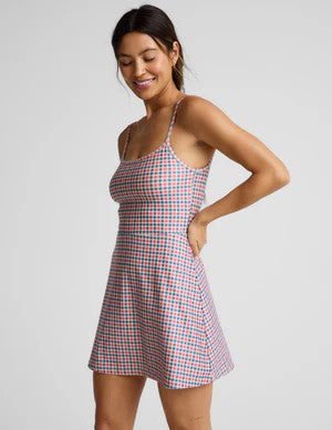 Beyond Yoga Printed Midweight Spacedye Energize Dress Sunwashed Gingham Multi