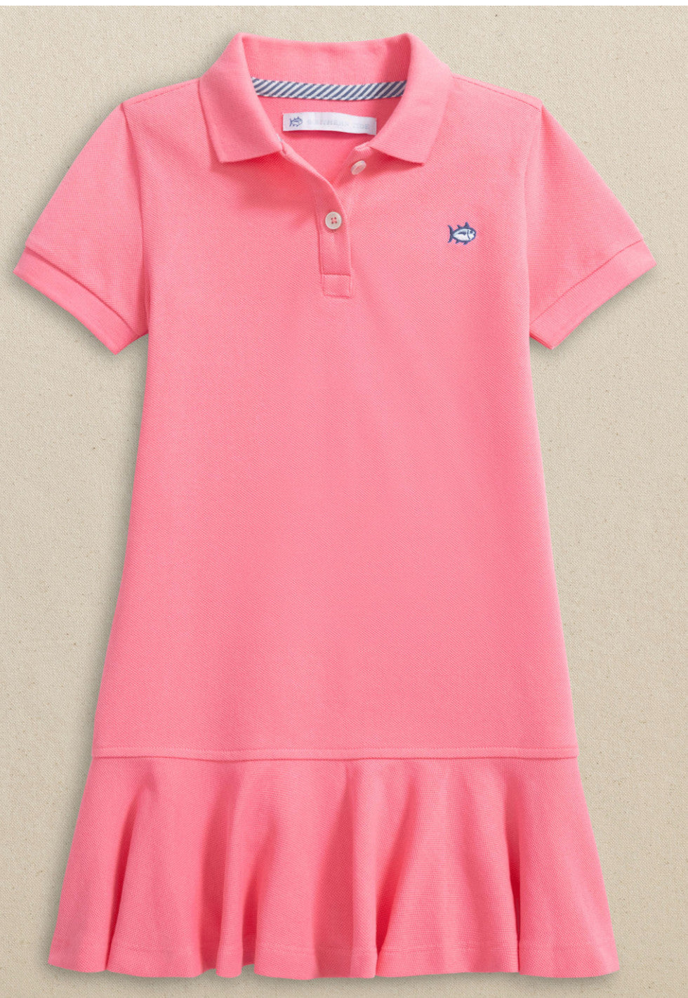 Southern Tide Skipjack Dropwaist Girl Polo Dress Sea Pink