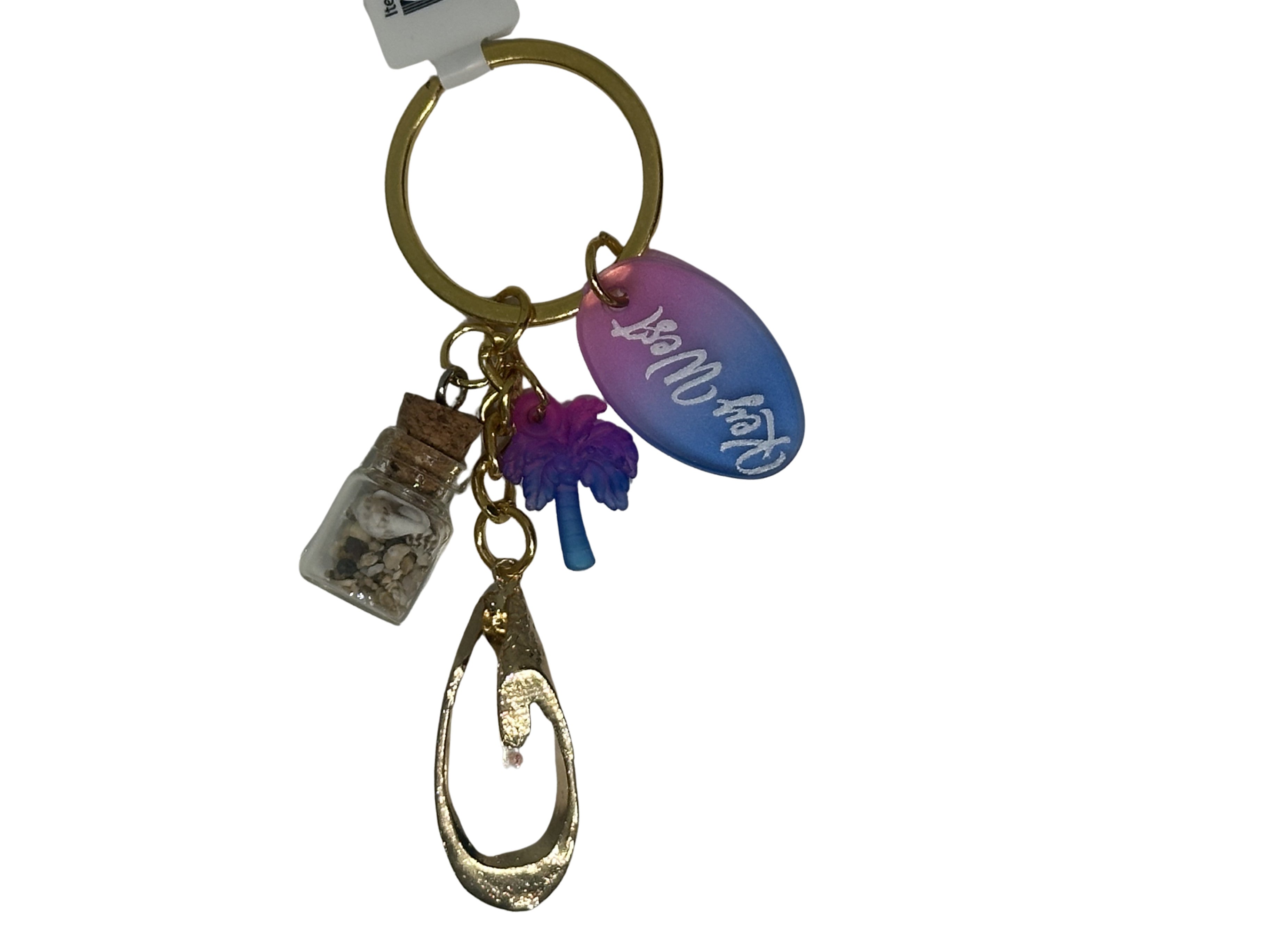 Palm Tree Golden Seashell Key West Keychain