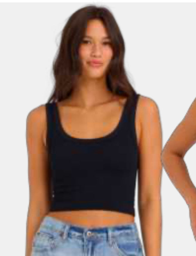 Shaddow and Fish Jayme Krinkle Square Neck Tank Top O/S