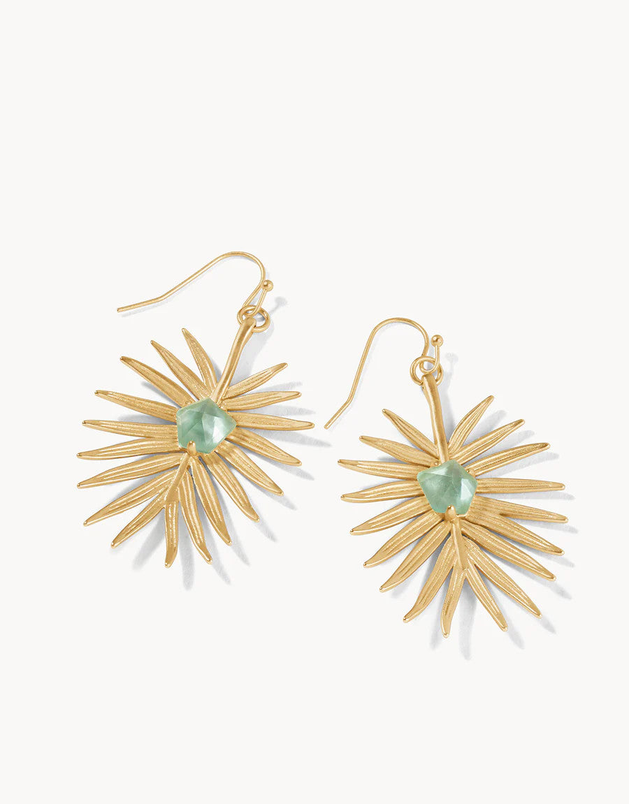 Spartina Palm Earrings Aqua Pearlescent Gold