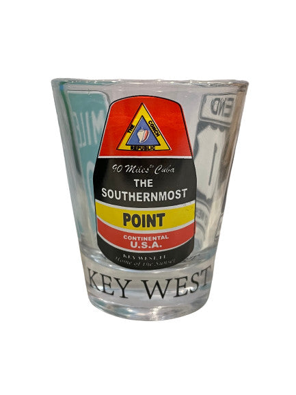Key West 3 Icons Clear Shot Glass