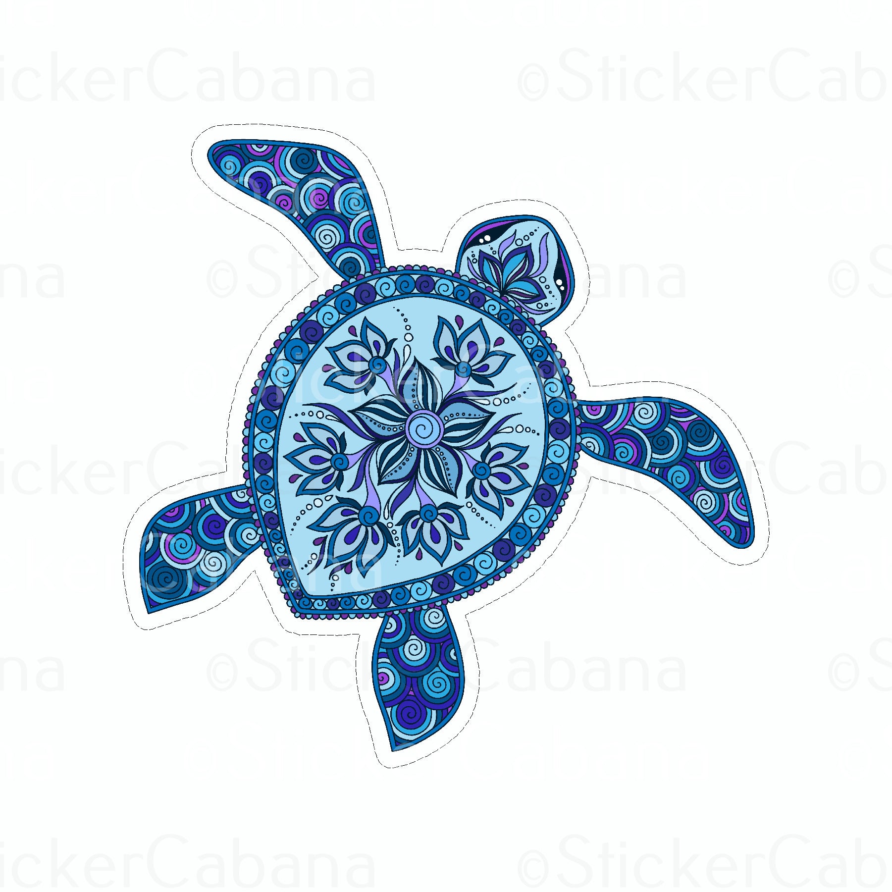 Sticker Cabana Blue Paisley Turtle Small Sticker
