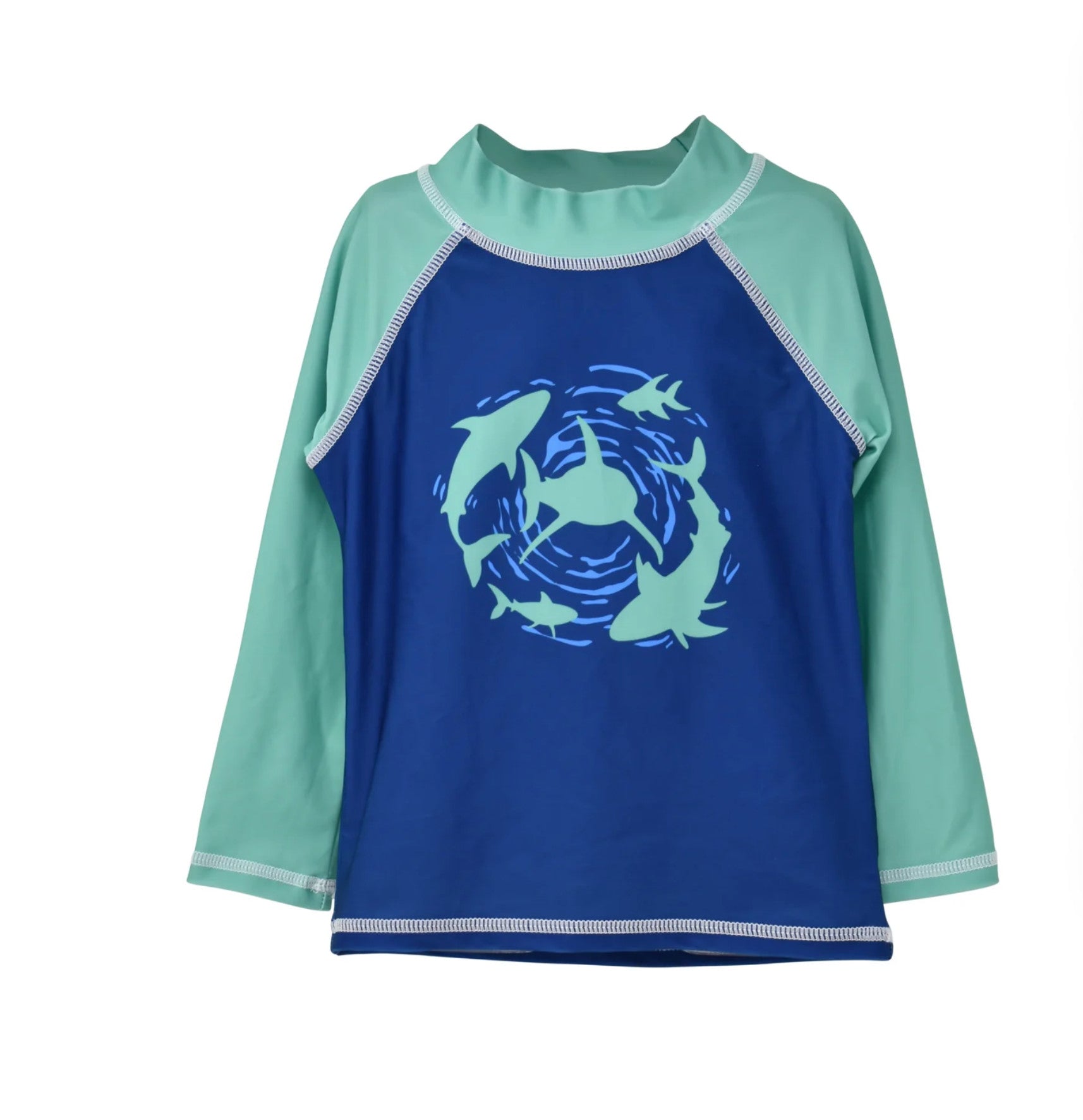 Flap Happy Graphic Rash Guard Swim Top Mako Reef