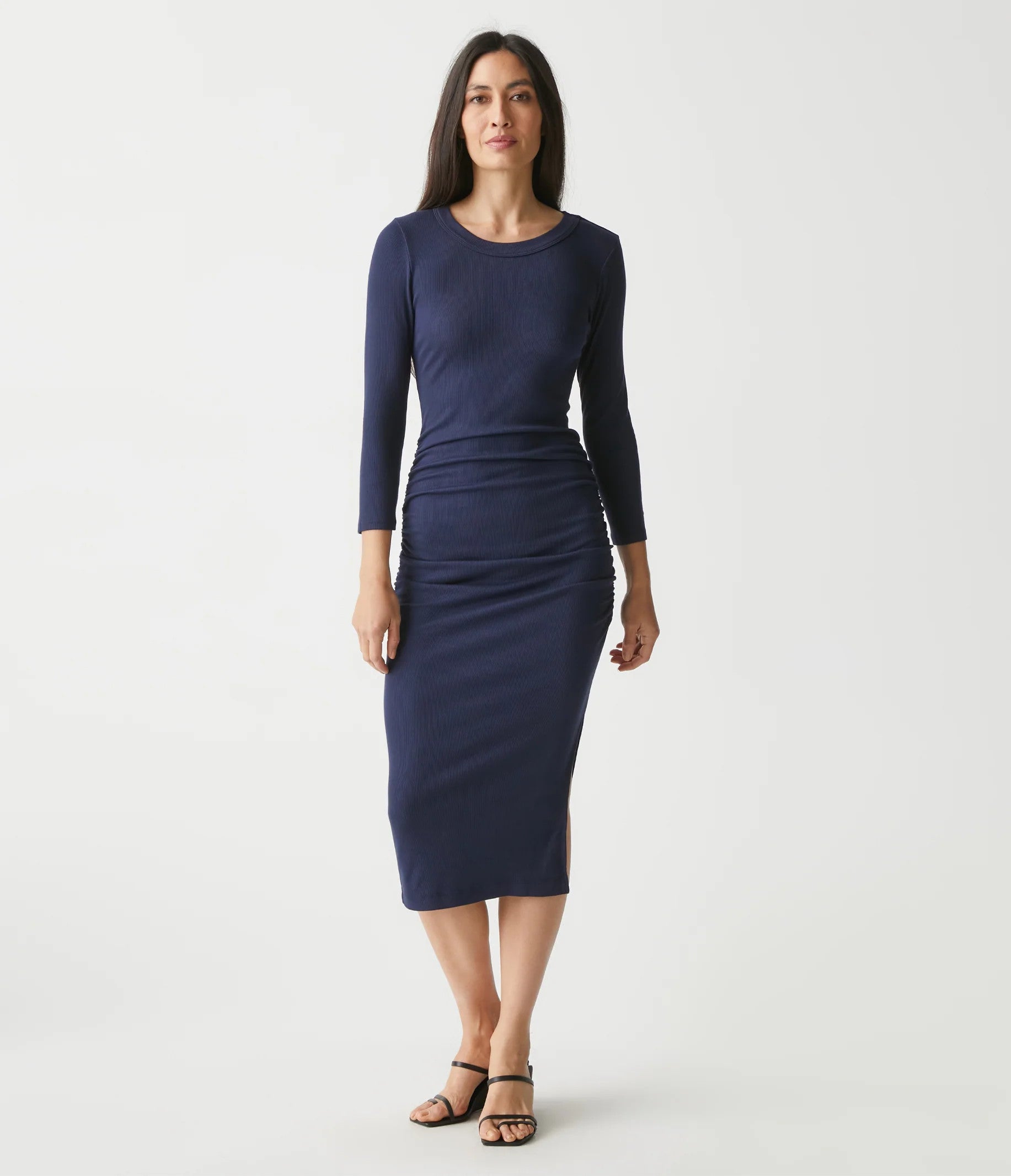Michael Stars Christina Ribbed Midi Dress Admiral