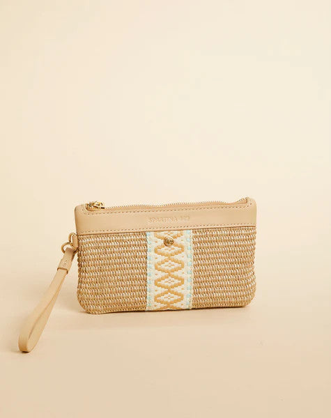 Spartina Straw Straw Charlie Wristlet Bag Blue Haze