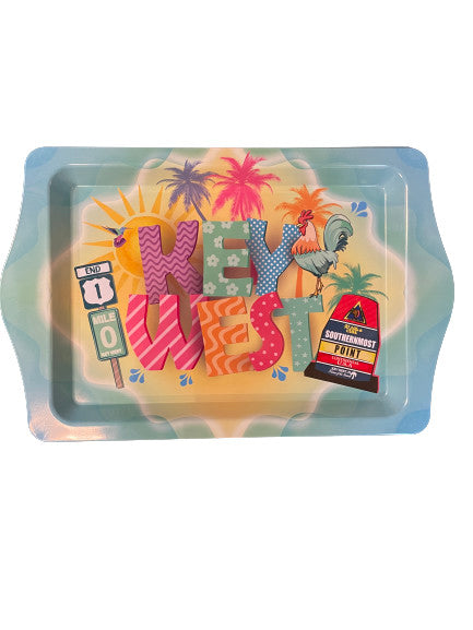 Colorful Key West Rooster Icons 10"x6" Tin Tray