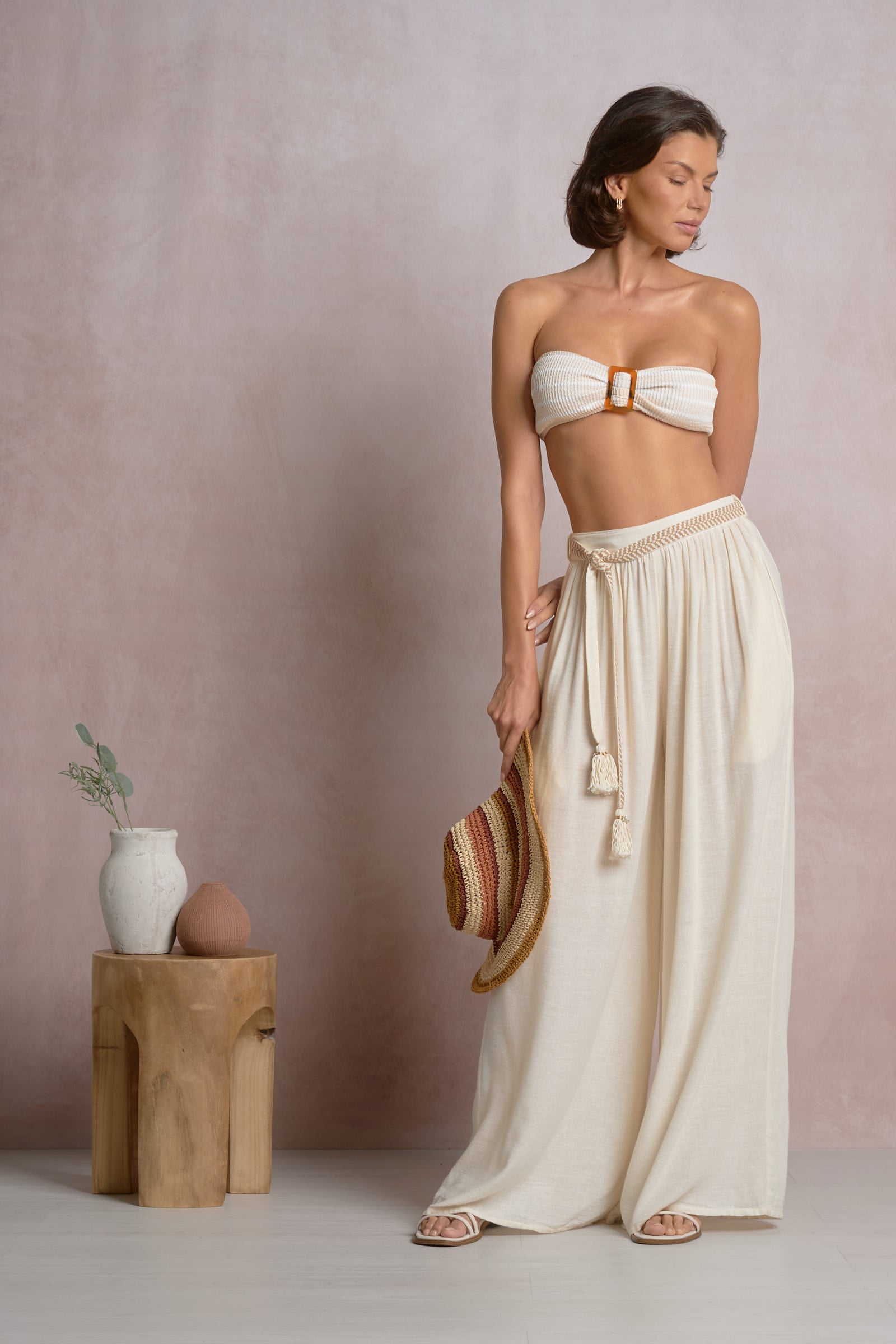Élan Edith Wide Leg Pant in black — high waisted flowy wide leg pant at Shaddow & Fish Key West boutique