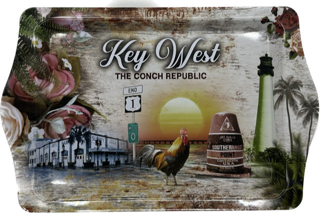 Key West Dawn Break On Duval 10"x6" Tin Tray