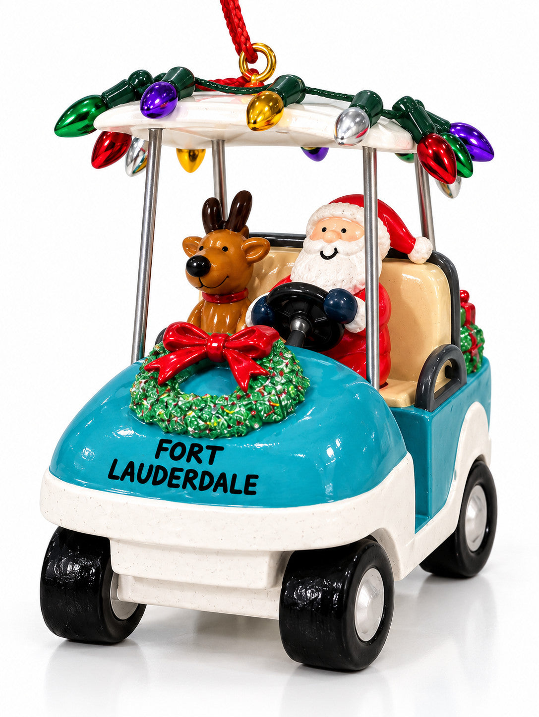 Cape Shore Santa in Golf Cart with Lights Ft Lauderdale Ornament