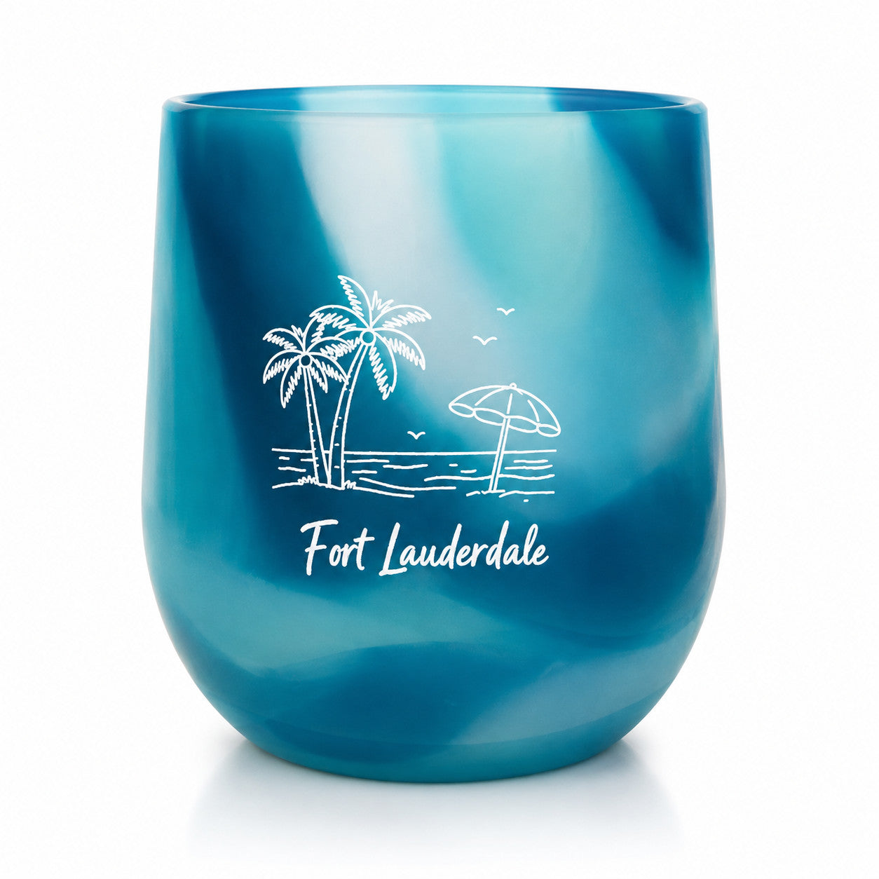 Silipint Beach Scene Fort Lauderdale 12oz Wine Cup Blue Crystal