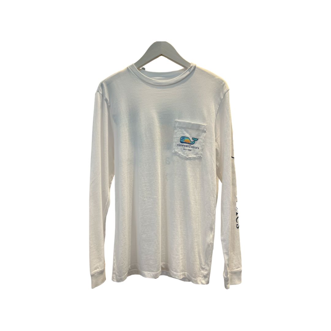 Vineyard Vines Sunset Scene Key West Pocket Tee Long Sleeve