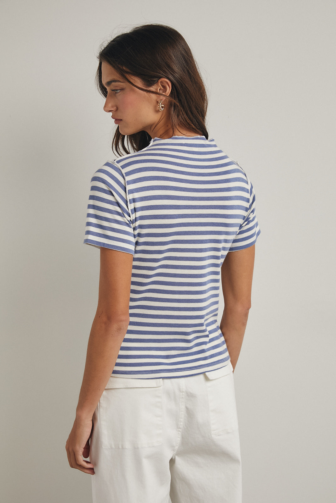 Shaddow and Fish Lucy Striped Mock Neck Top