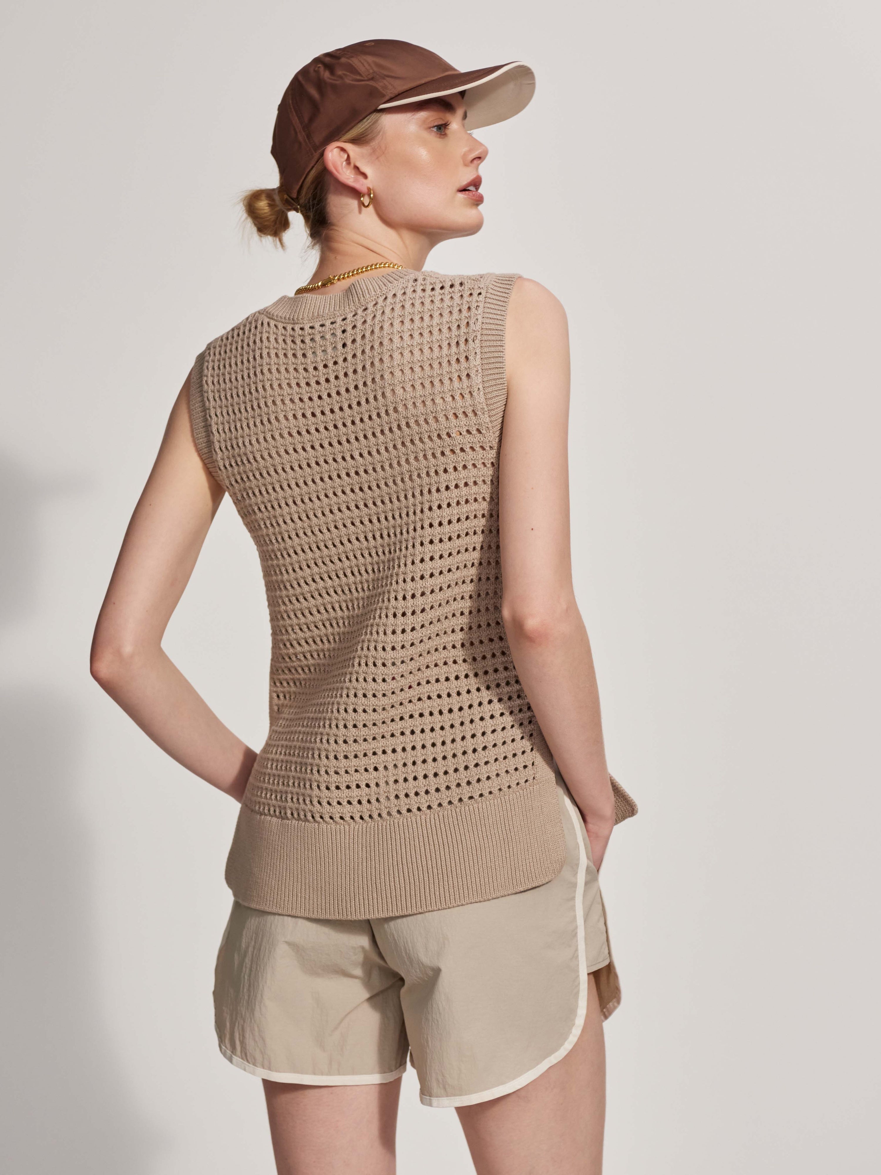 VARLEY Darin Longline Knit Tank Cashmere Stone