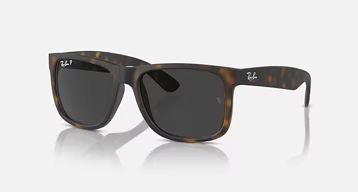Ray Ban Justin Rubber Havana Frame w/ Dark Grey Lens Sunglasses Polarized