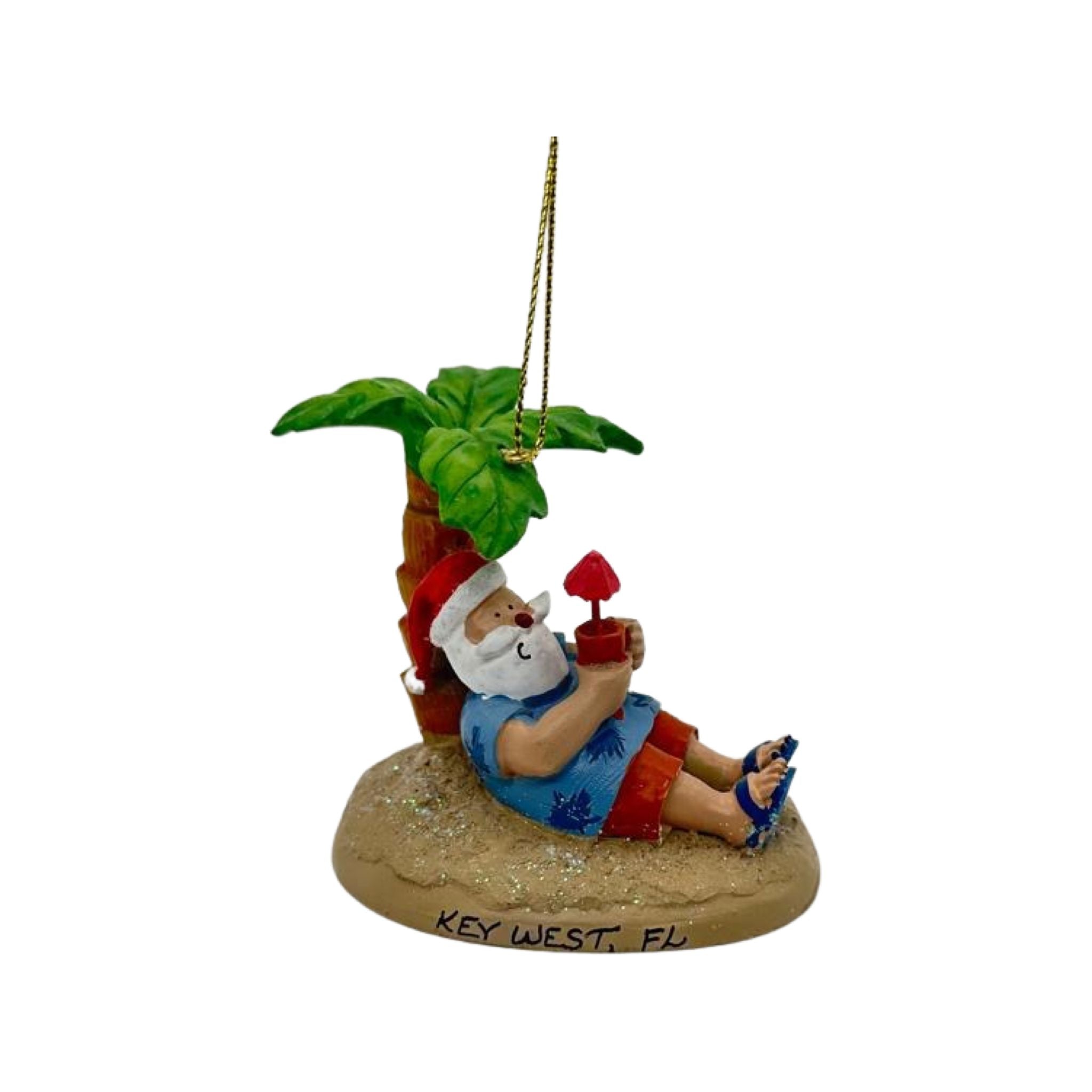 Cape Shore Santa Under Palm Resin Ornament