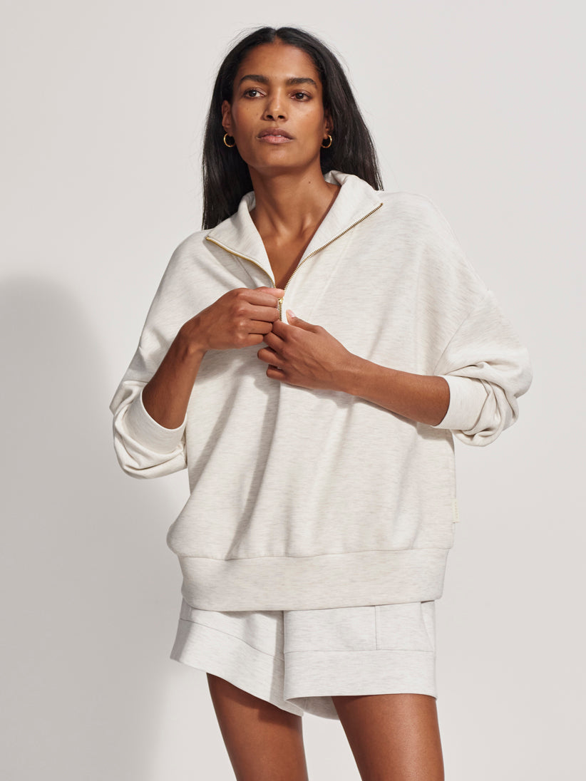 VARLEY Hawley Half Zip Sweater Ivory Marl