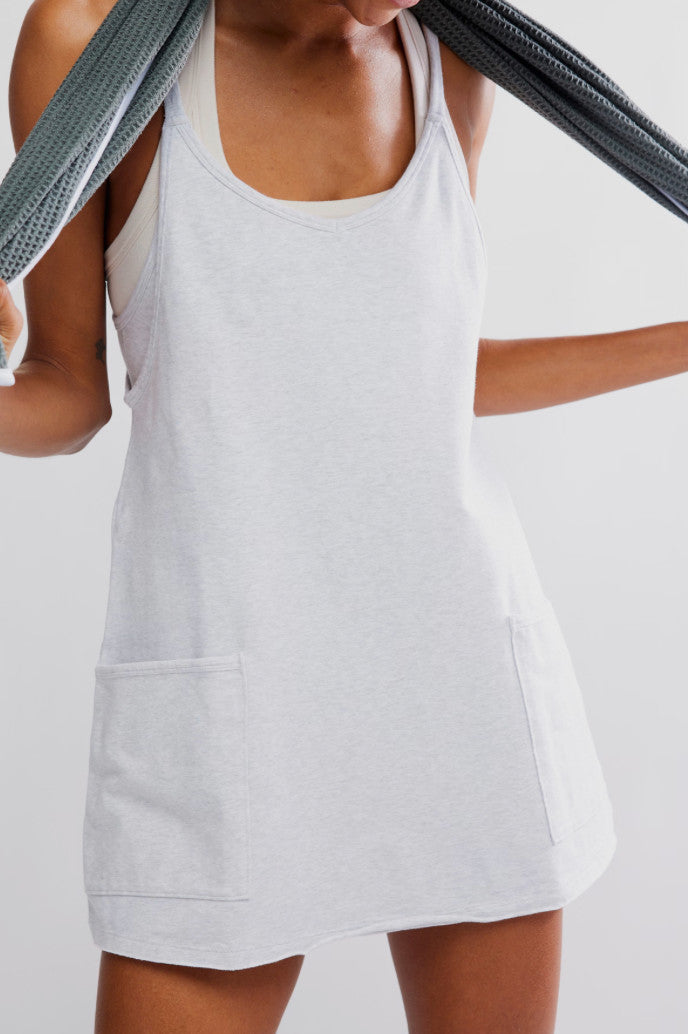 Free People Hot Shot Mini Dress White Heather Grey
