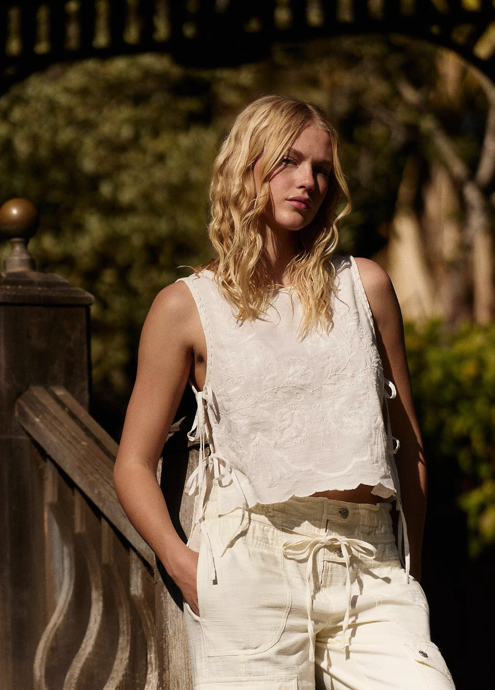 Free People Faded Gardens Tank White