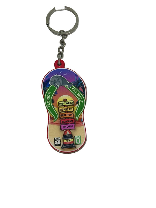 Key West Flip Flop Street Sign Key Chain