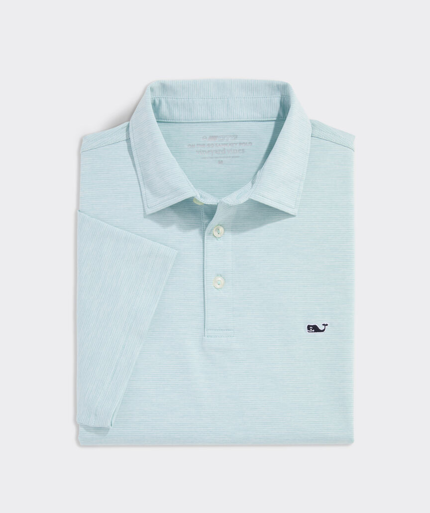 Vineyard Vines St. Jean Striped Sankaty Polo Aqua Haze/ White