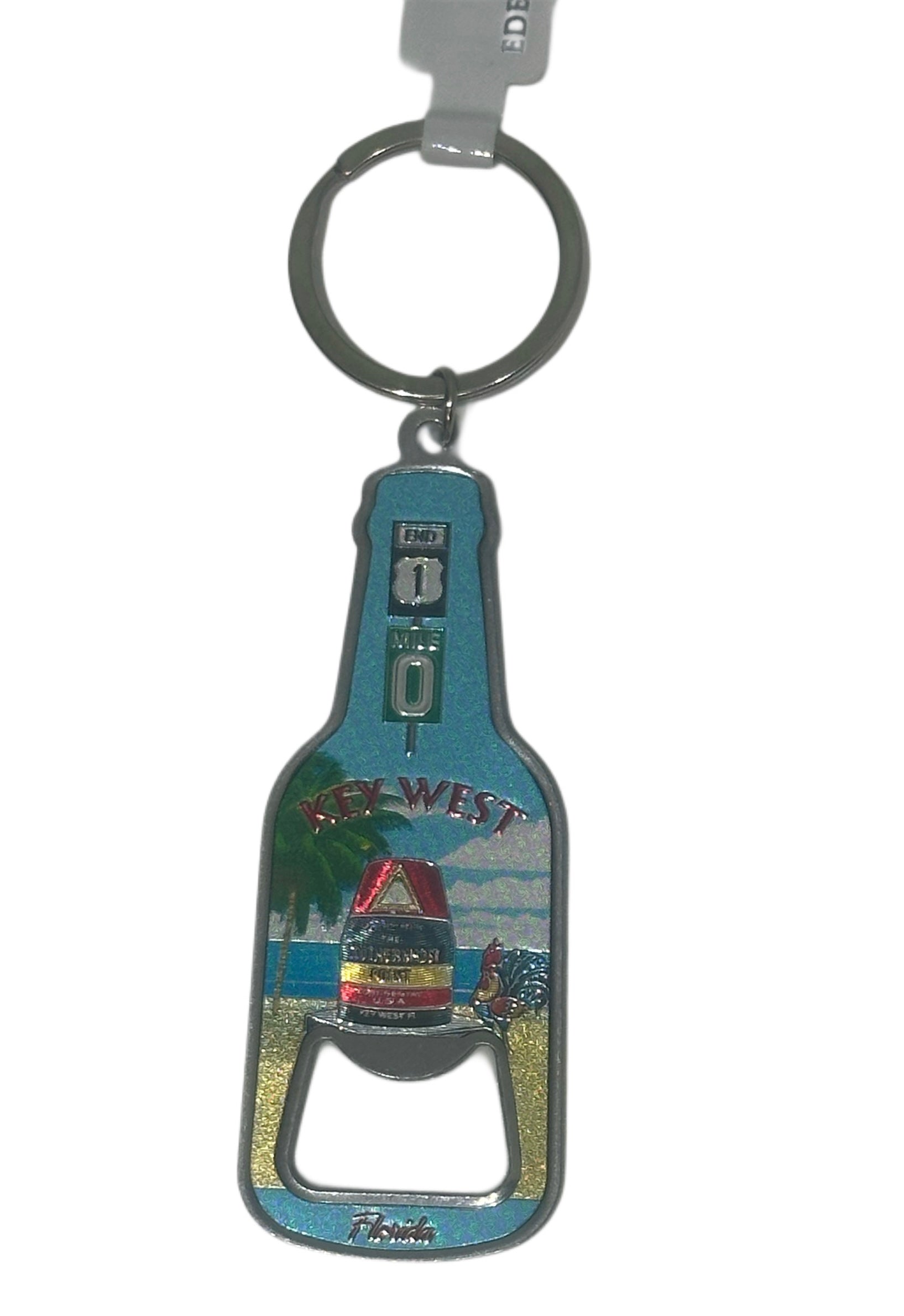 Beach Scene & Key West Icons Bottle Opener Keychain