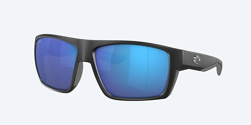 Costa Bloke Matte Black/ Matte Gray Frame w/ Blue Mirror Lens 580G Sunglasses Polarized