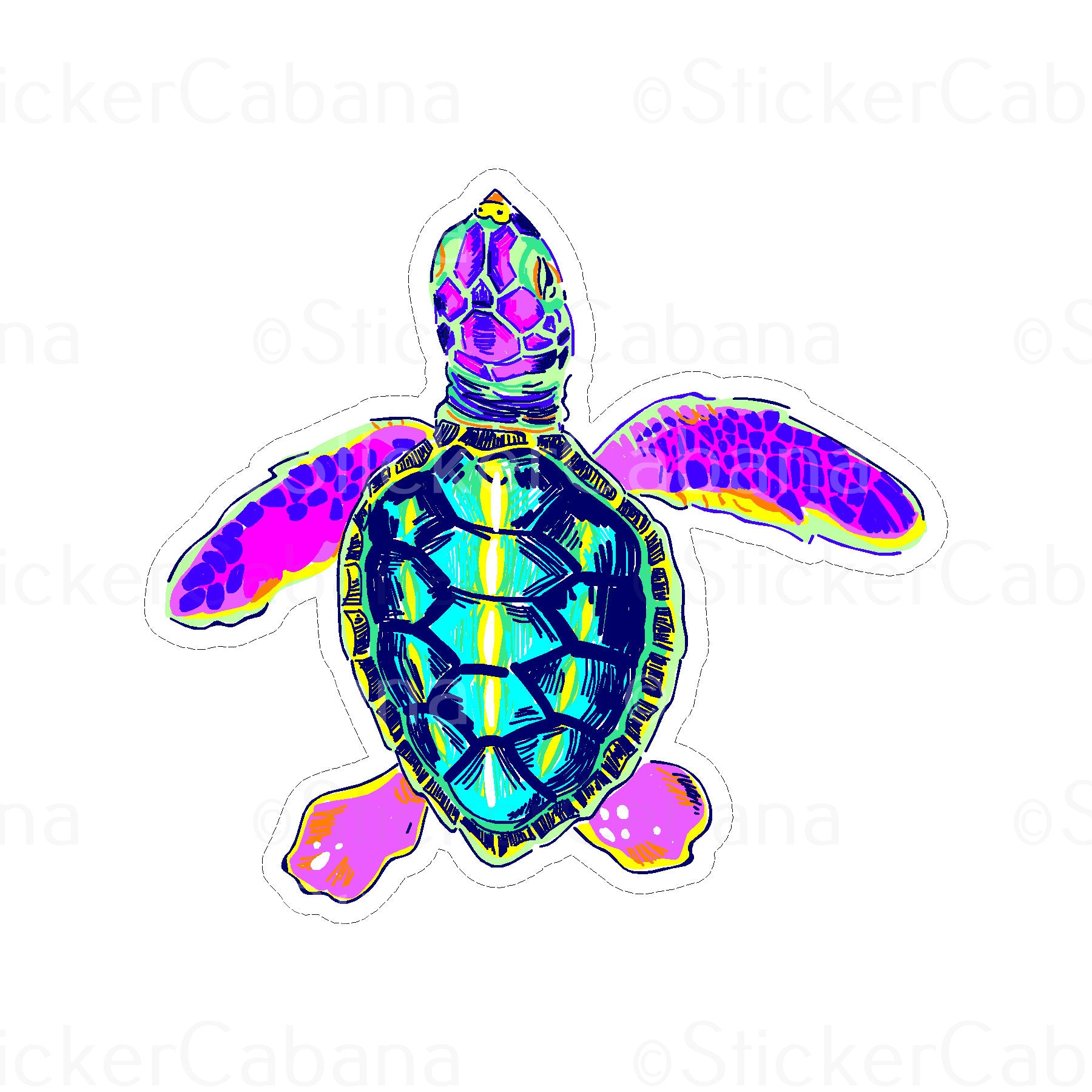 Sticker Cabana Neon Purple & Teal Purple Large Sticker