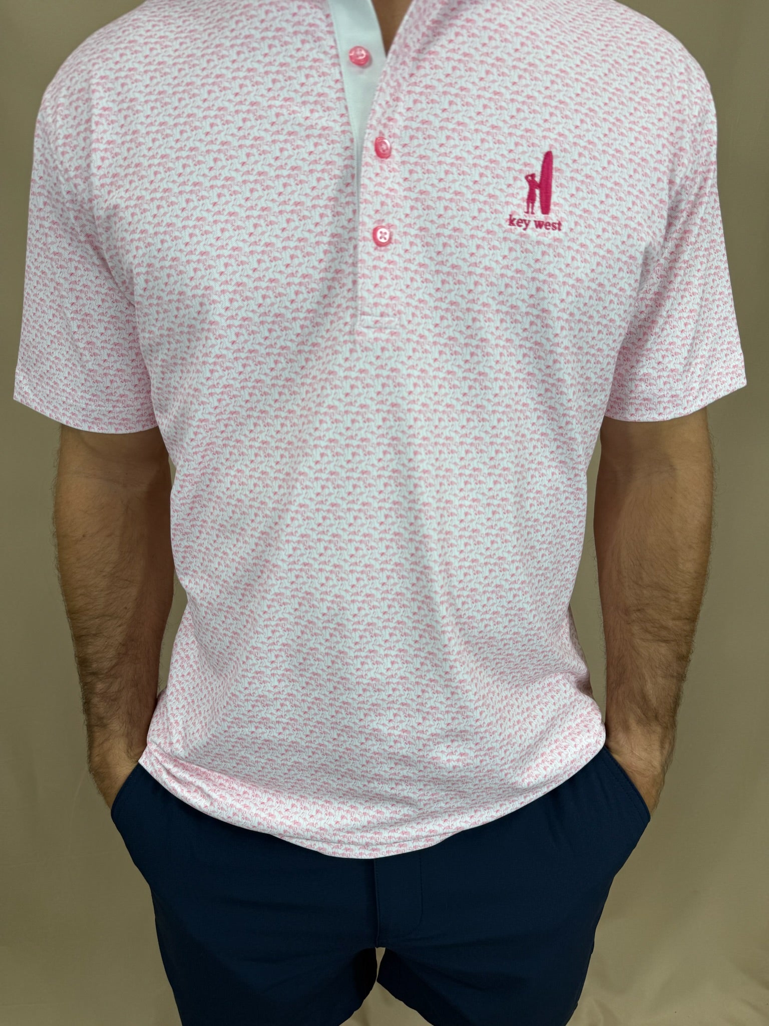 Johnnie-O Flock Yeah Key West Performance Mesh Polo Azalea