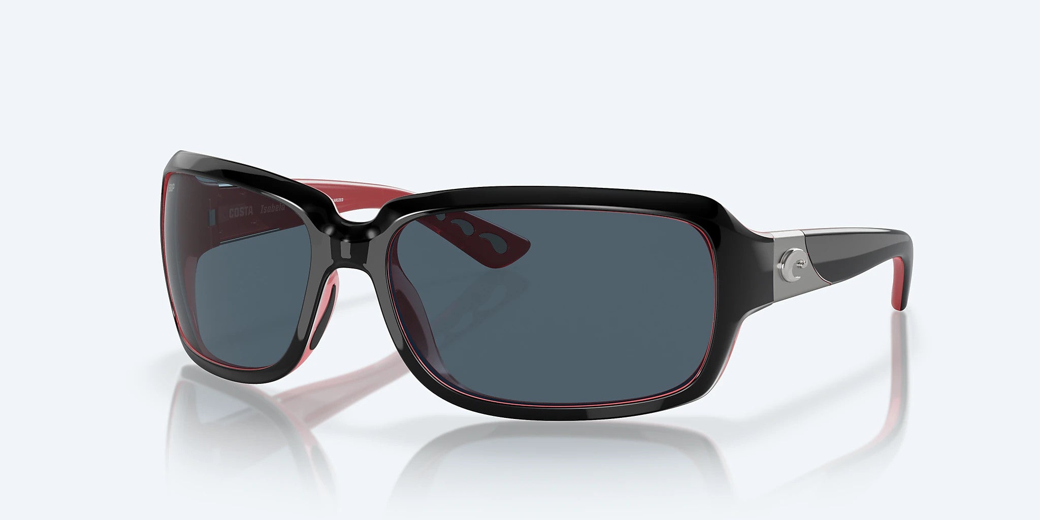 Costa Isabela Black/ Coral Frame w/ Gray 580P Lens Sunglasses Polarized