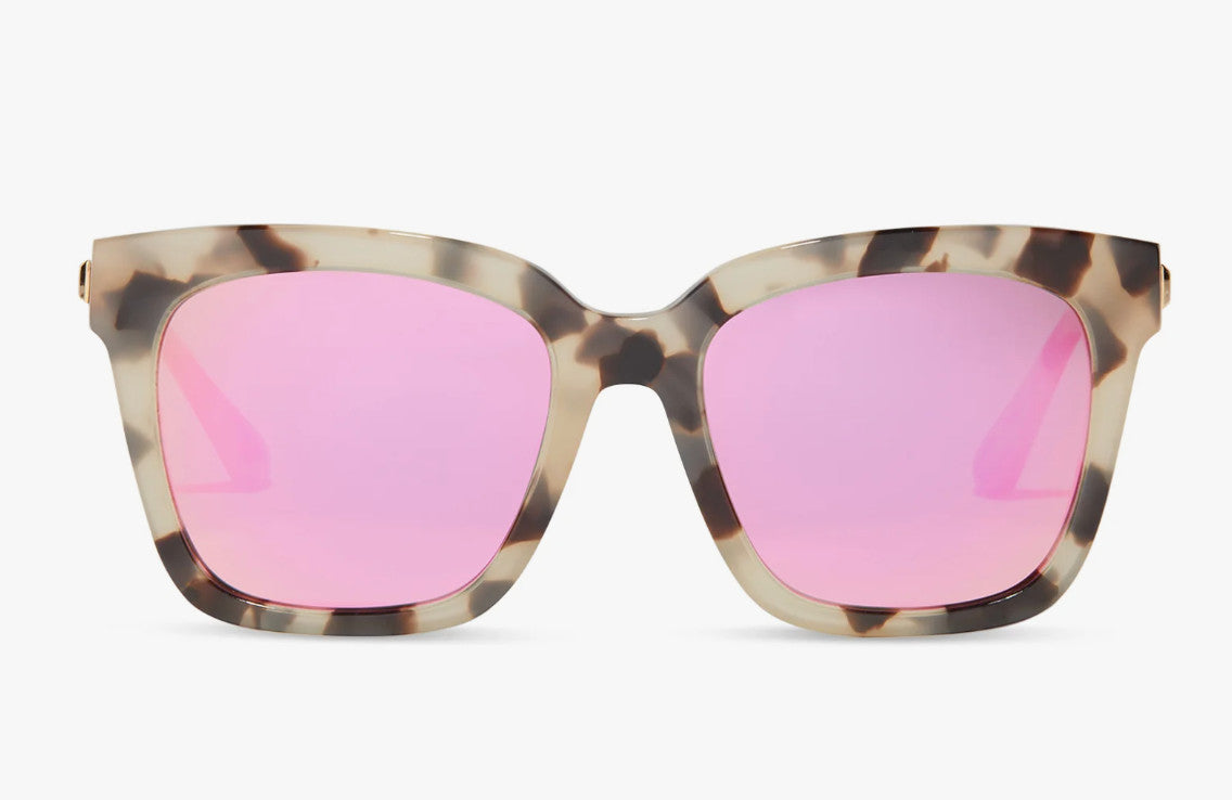 Diff Bella Cream Tortoise Frame w/ Pink Mirror Lens Sunglasses