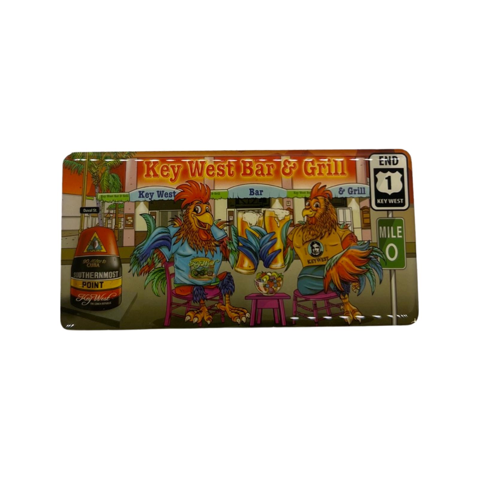 Sloppy Joes Roosters Key West Foil Magnet