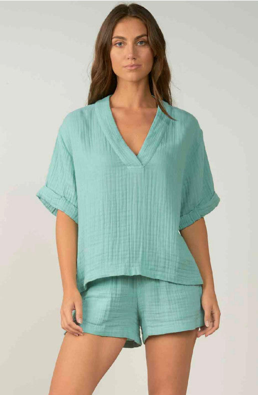 Elan Elizabeth Gauze Top