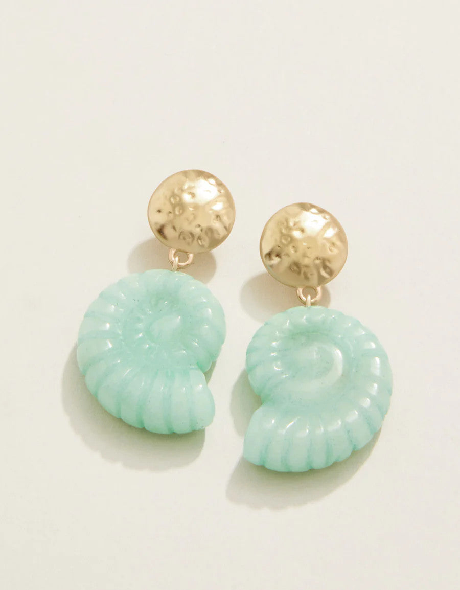 Spartina Carved Moon Shell Earrings Jade