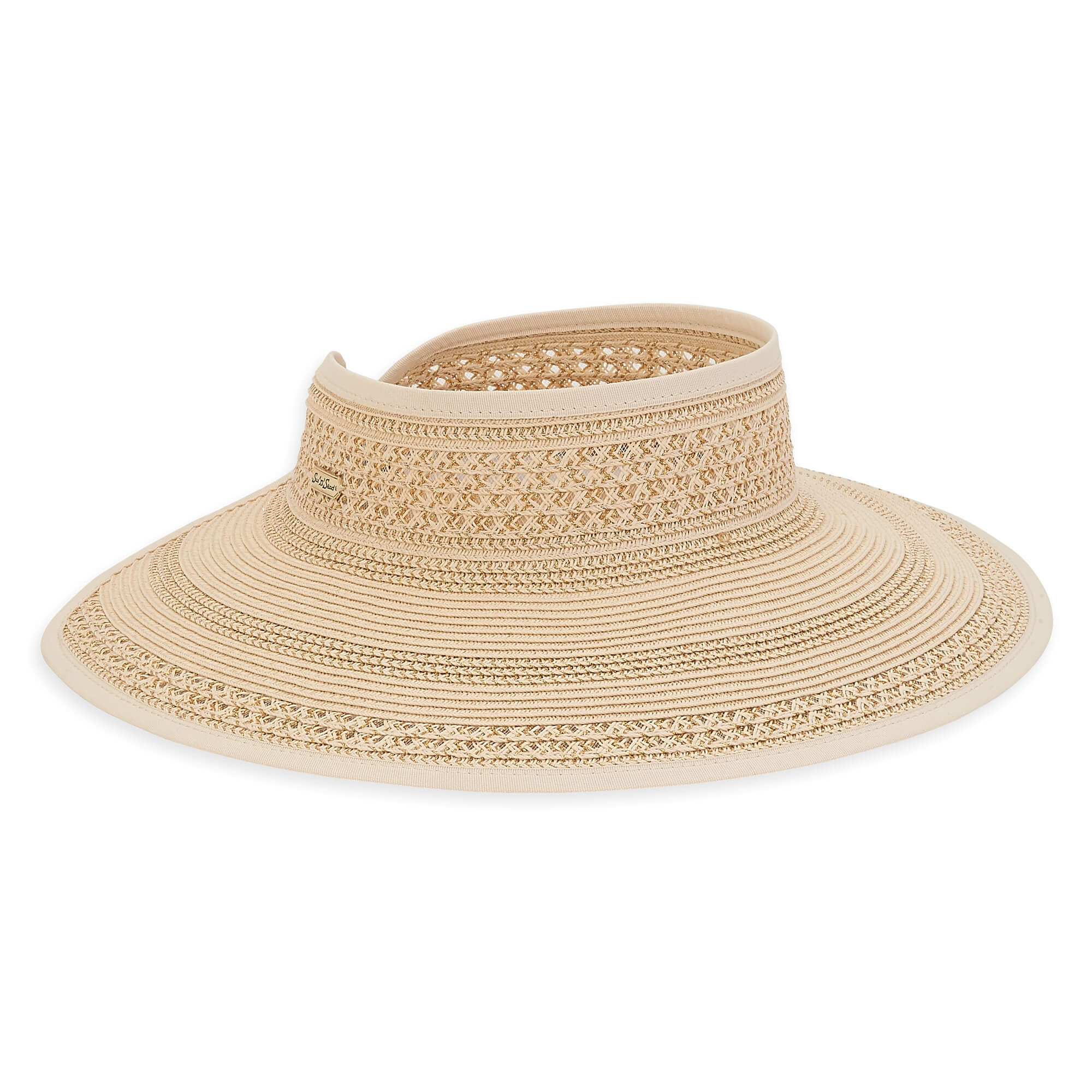 Sun 'N' Sand Sasha Metallic Trim Wide Brim Visor 4" Brim