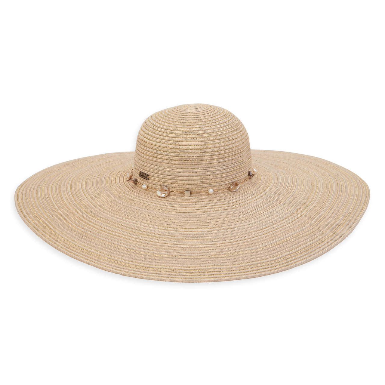 Sun 'N' Sand Lori Metallic w/ Shells Wide Brim Floppy Hat