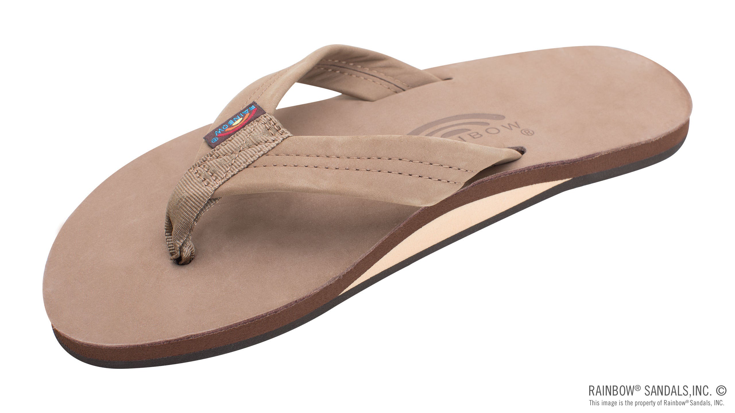 Rainbow Sandals Mens Single Layer Premier Leather with Arch Support Dark Brown