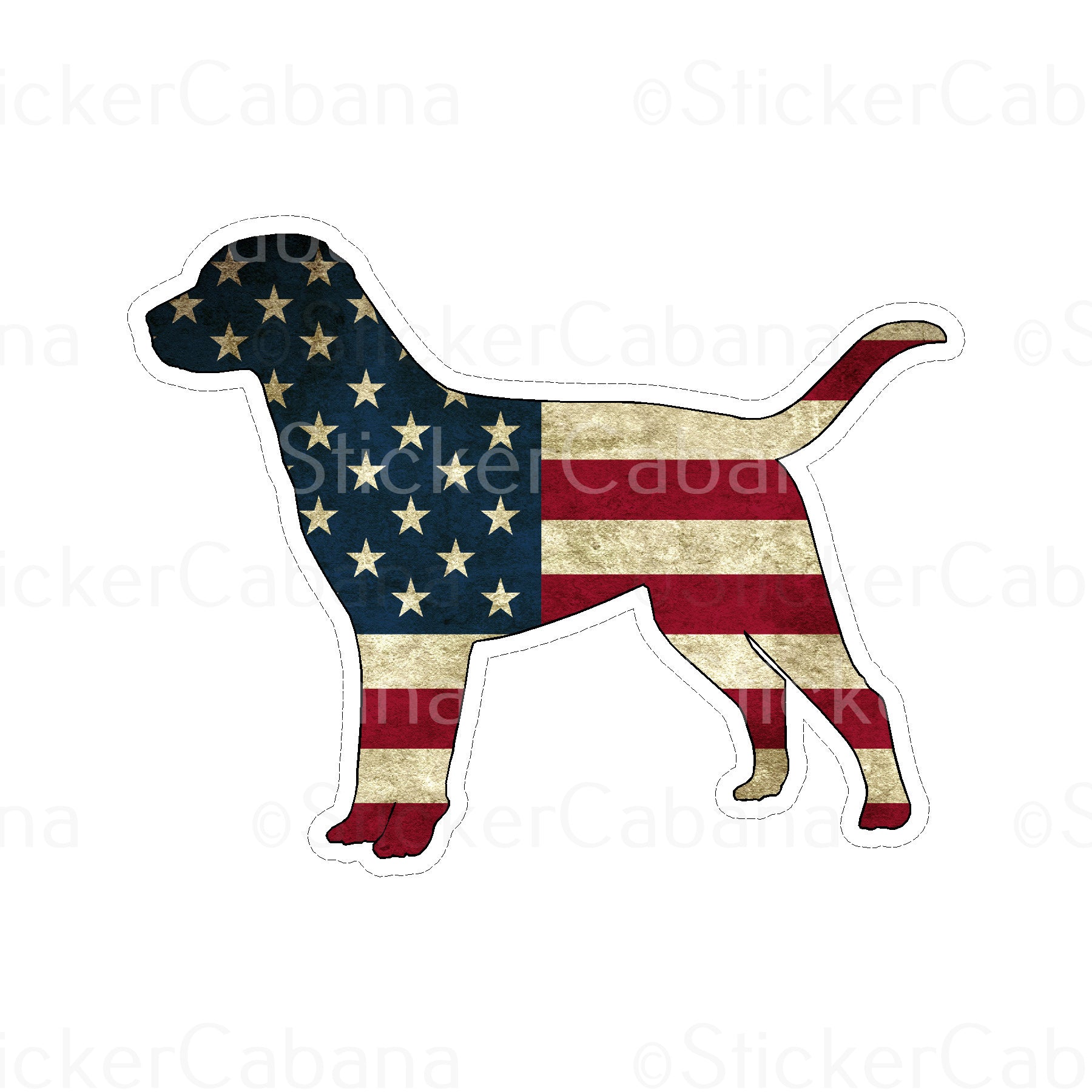 Sticker Cabana USA Flag Dog Large Sticker