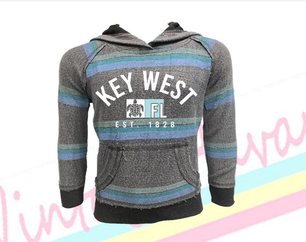 Vintage Havana Key West Stripe Baja Hoddie Toddler Grey