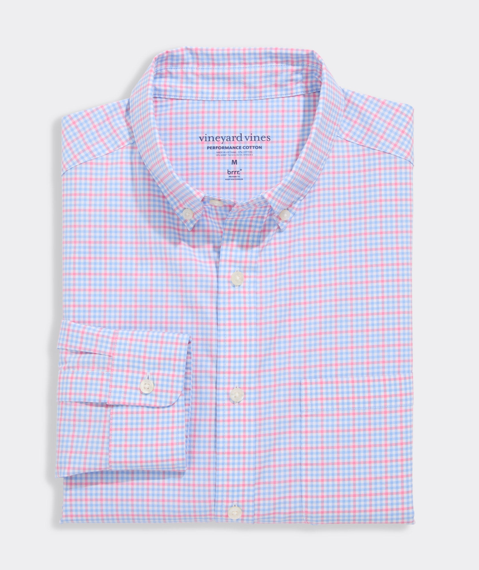 Vineyard Vines Catamaran Check Performance Cotton Shirt Bahama Breeze