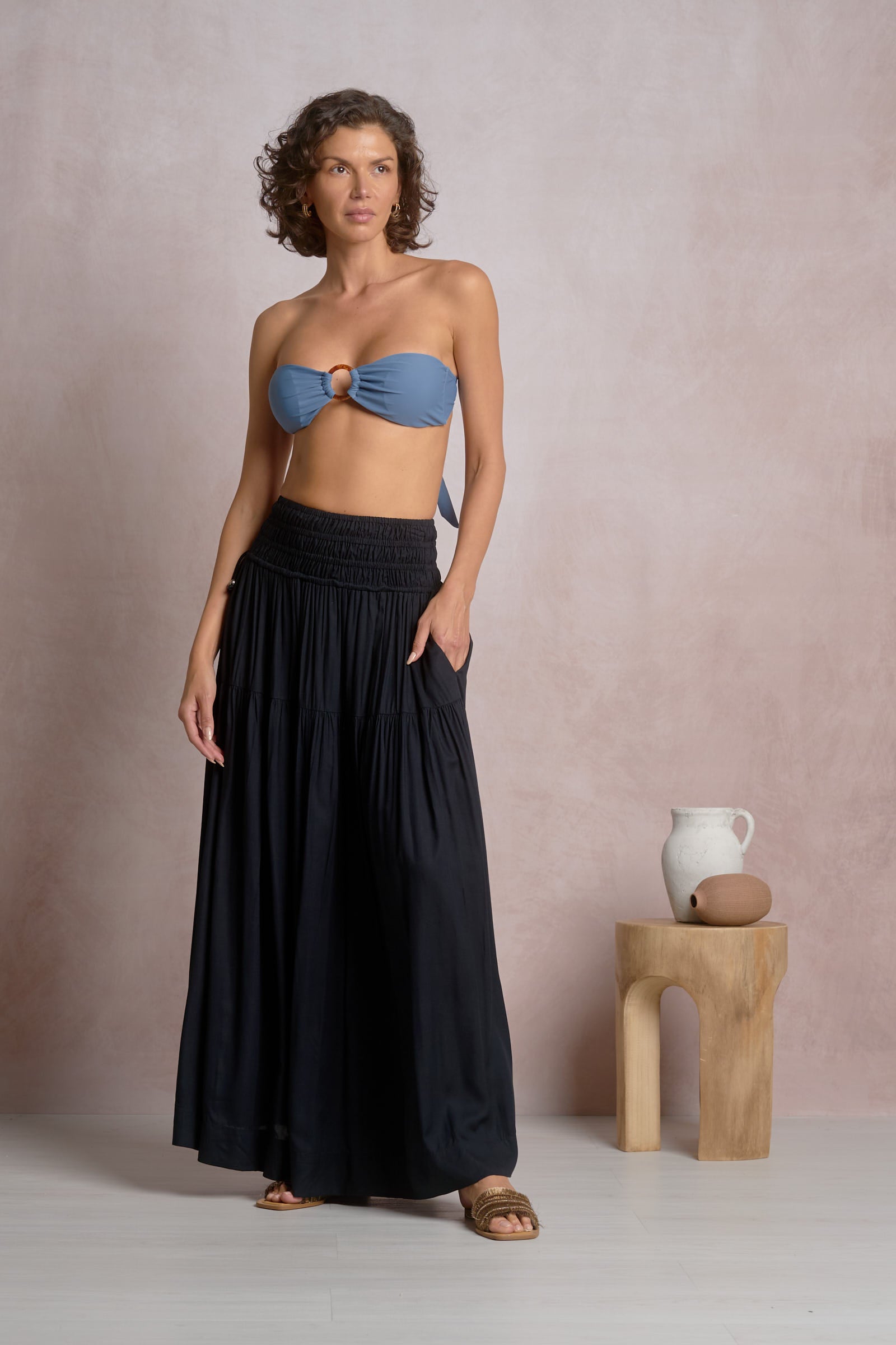 Elan Joy Flowy Maxi Skirt Black