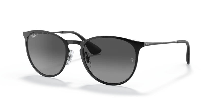Ray Ban Erika Metal Black Frame w/ Light Grey Gradient Grey Lens Sunglasses Polarized