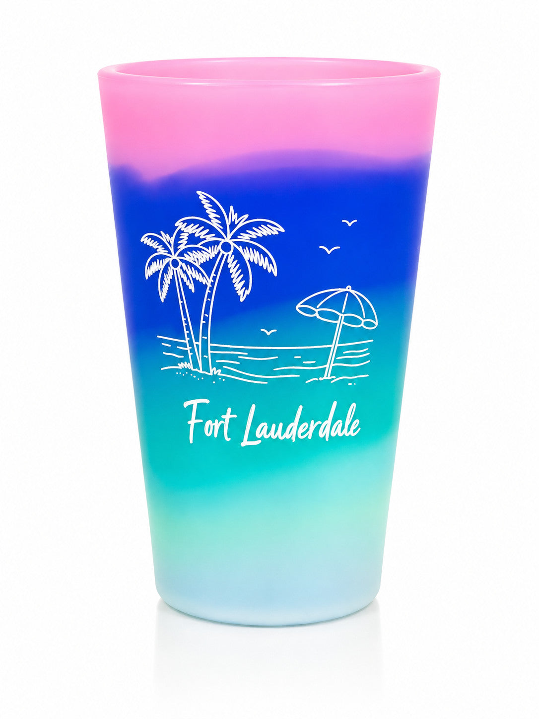 Silipint Beach Scene Fort Lauderdale 16oz Pint Cup Mermaid