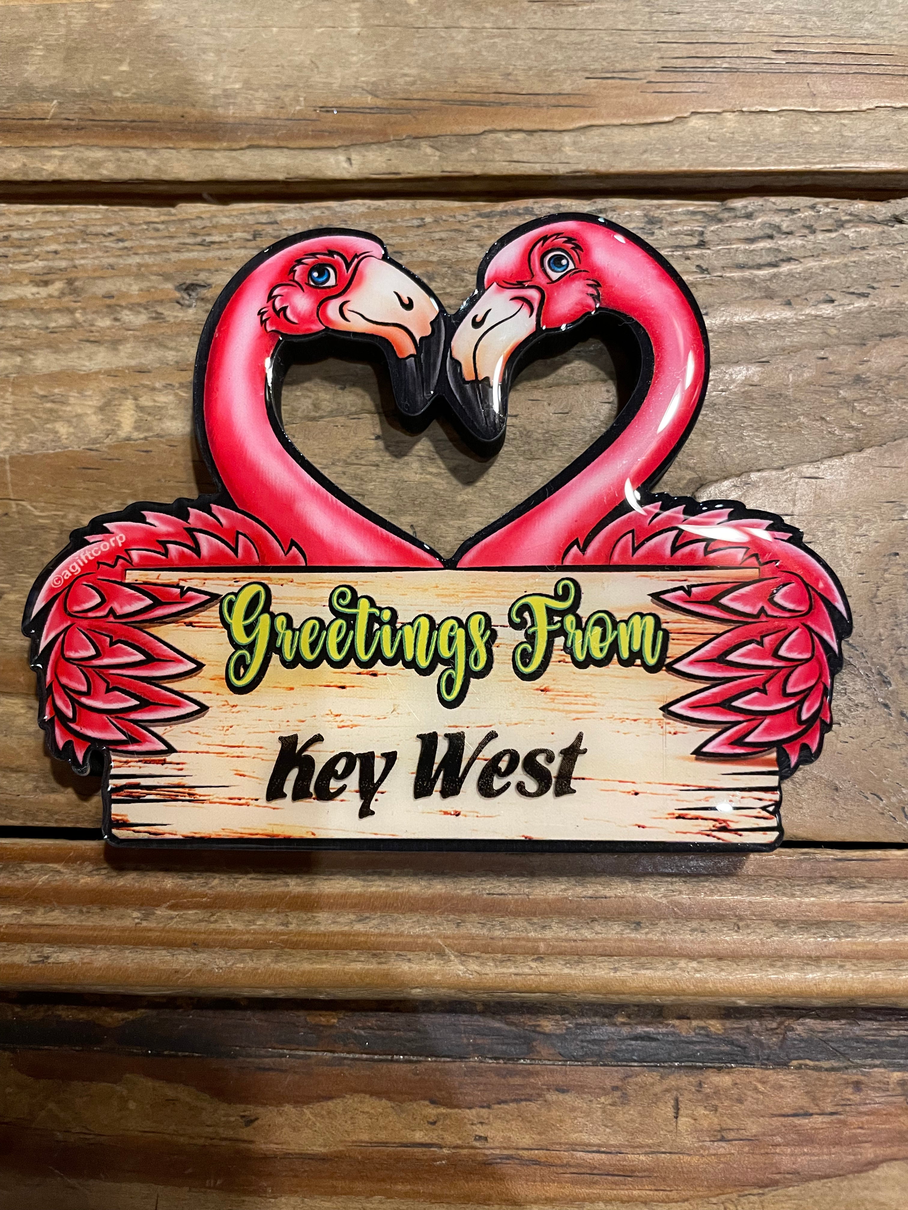 Greetings From Key West Flamingo Magnet