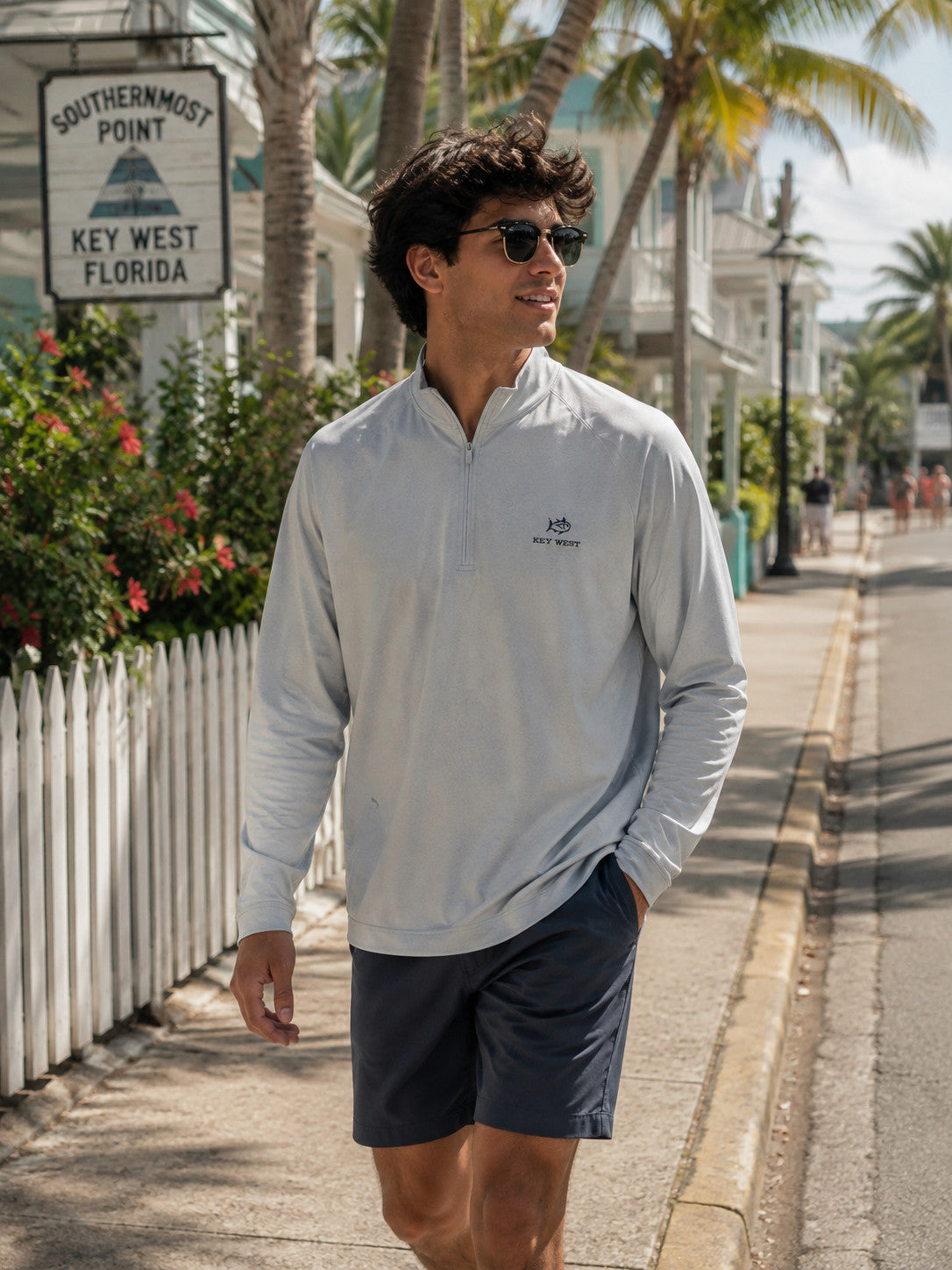 Southern Tide Key West Embroidered Cruiser Heather Quarter Zip